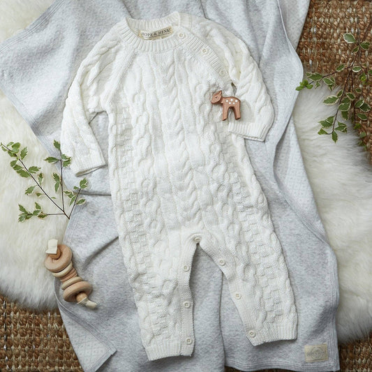 Organic Cotton Cable Knit Sweater Romper