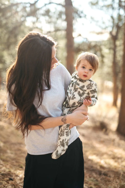 Pine Brushed Zipper Footed Romper