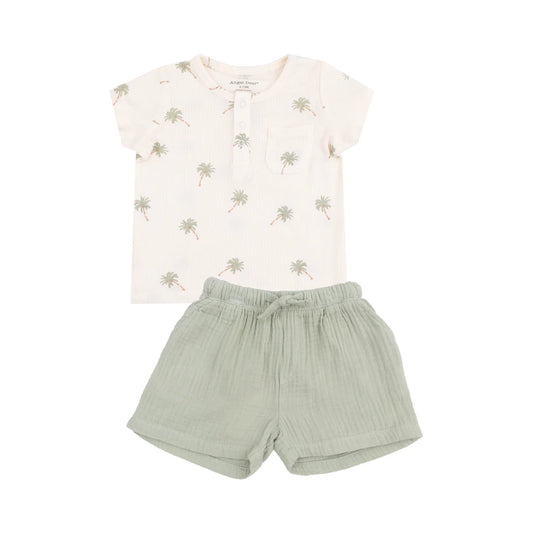 Palm Tree Muslin Short/Polo