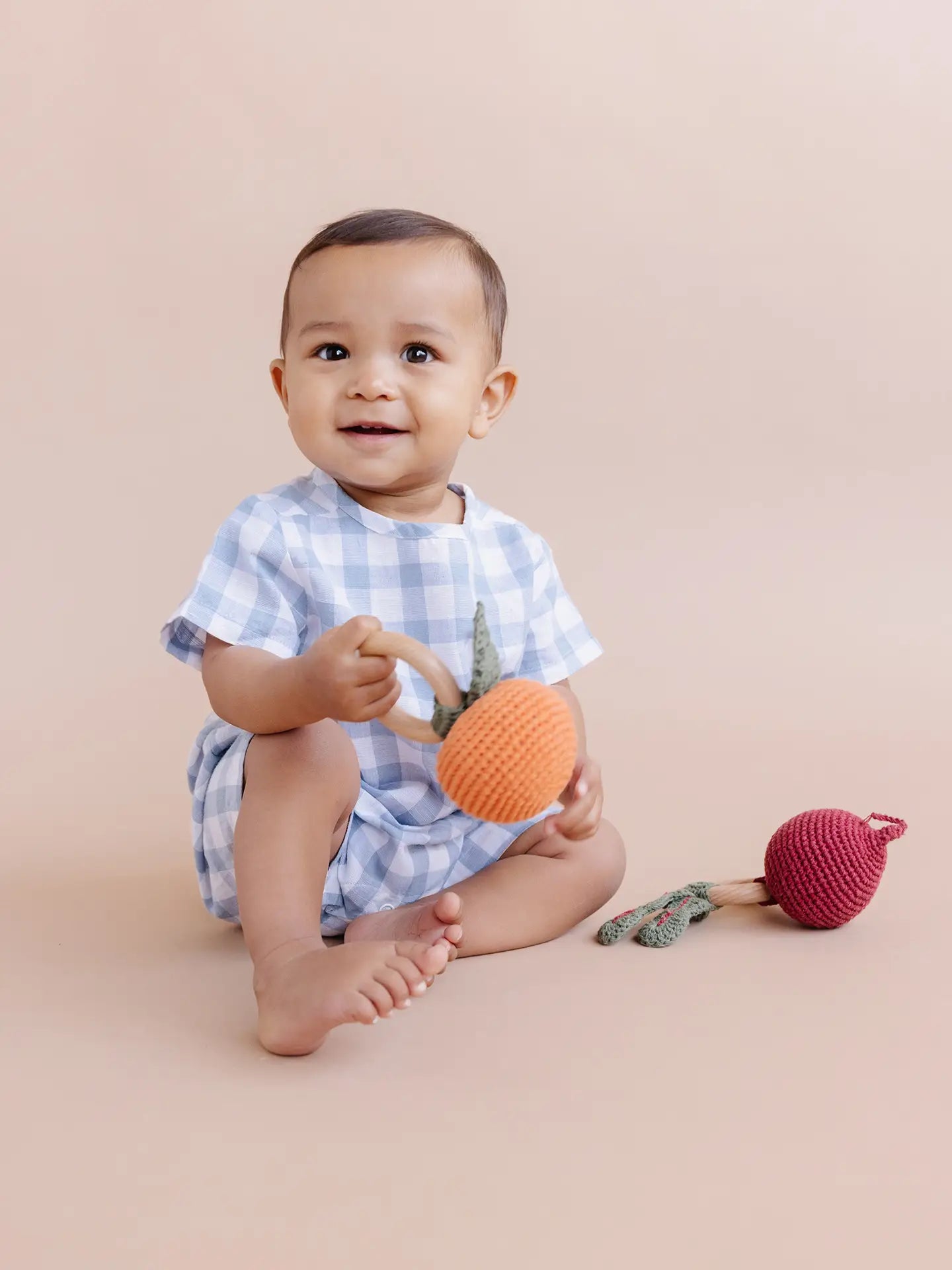 Cotton Crochet Rattle Teether-Orange