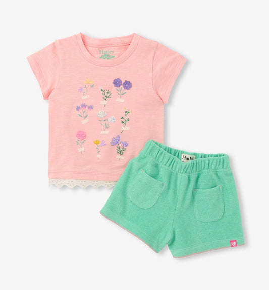 Blossom Eyelet Trim Tee/Short Set