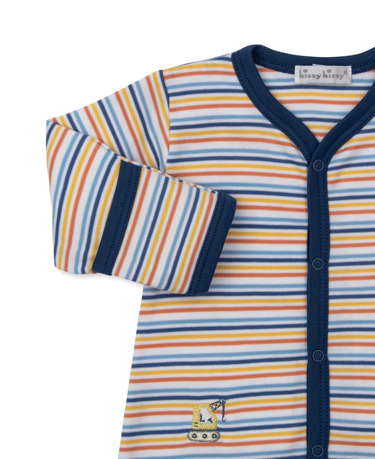 Pima Cotton Footie- Construction Stripe