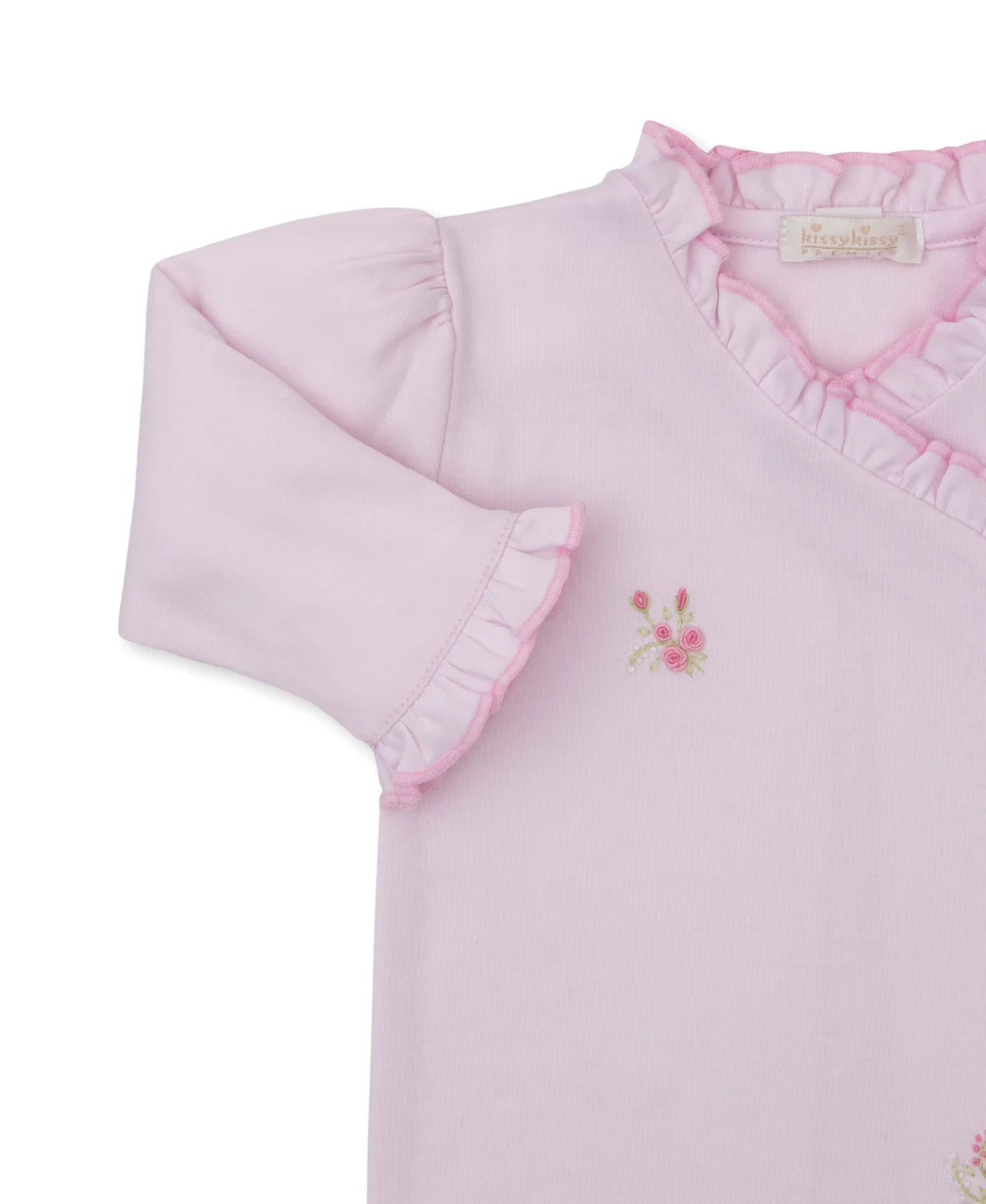 Hand Embroidered Pima Cotton Footie- Roses