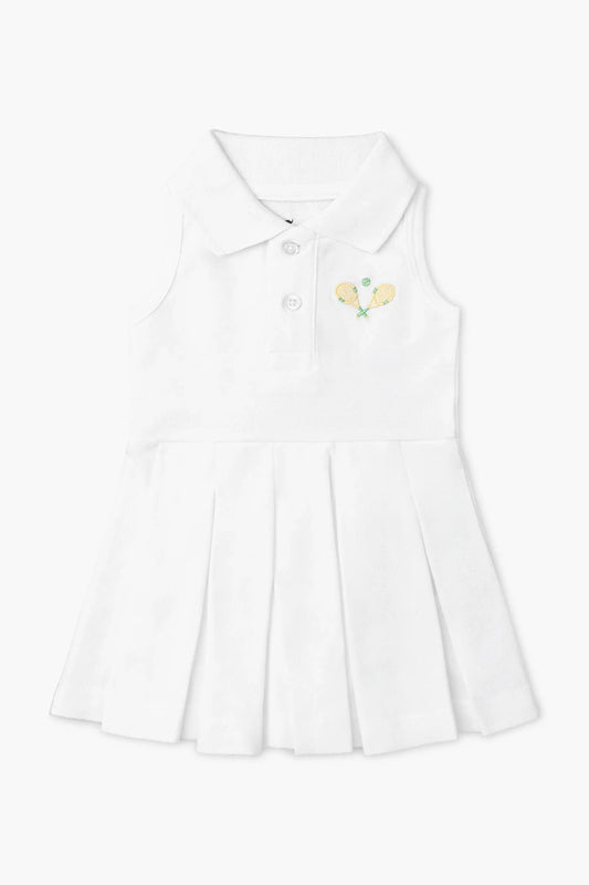 Organic Cotton Pleated Embroidered Tennis Dress