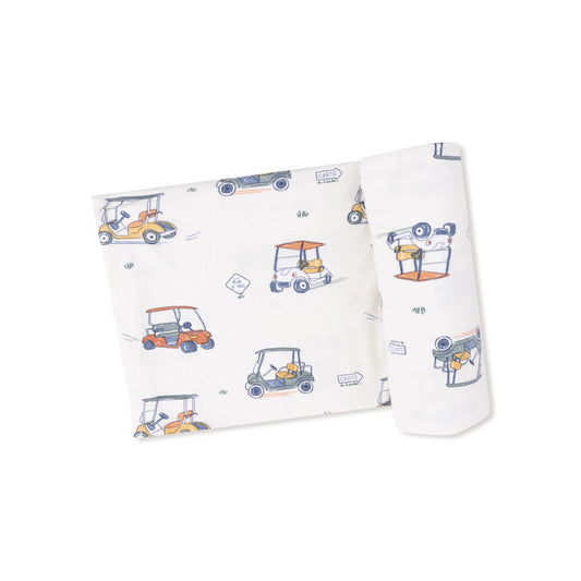 Bamboo Swaddle Blanket- Zooming Golf Cart