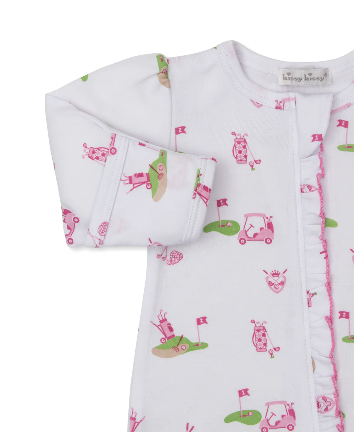 Pima Cotton Zip Footie- Pink Golf