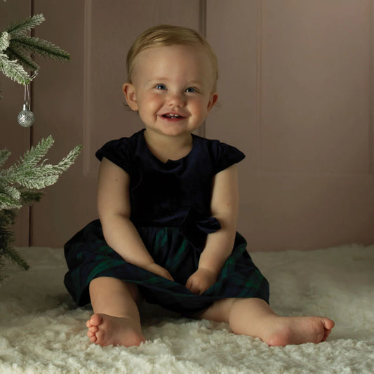 Baby Velvet Blackwatch Plaid Party Dress