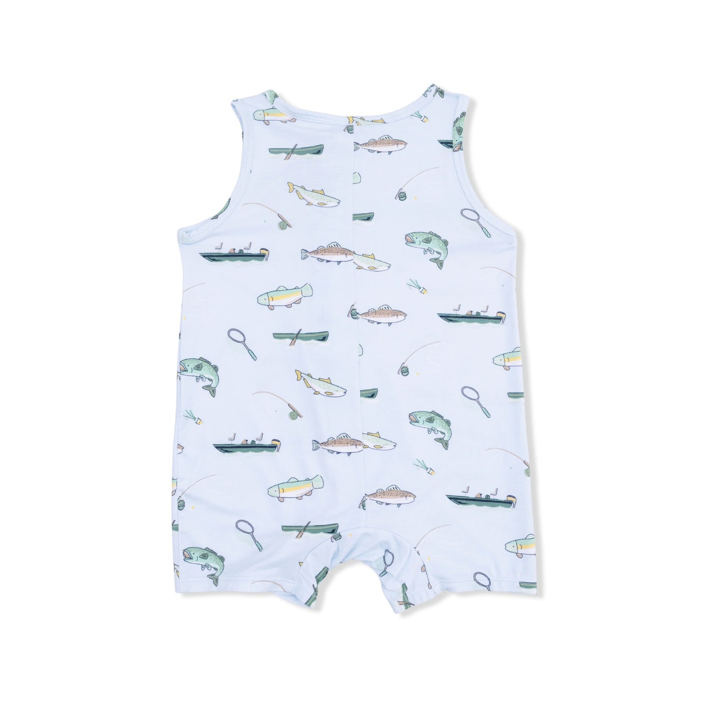 Bamboo Sleeveless Romper- Fishing