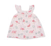 Organic Cotton Muslin Dress Set- Flamingo
