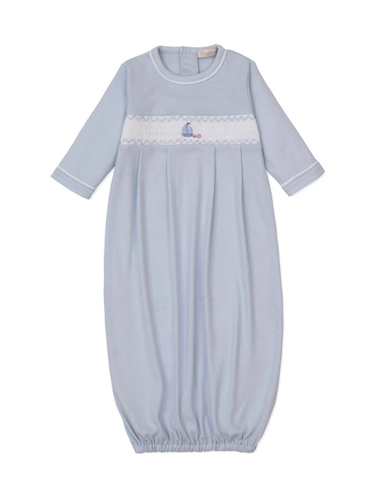 Pima Cotton Hand Smocked Sack- Sailboat