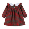 Christmas Plaid Colllared Ruffle Dress