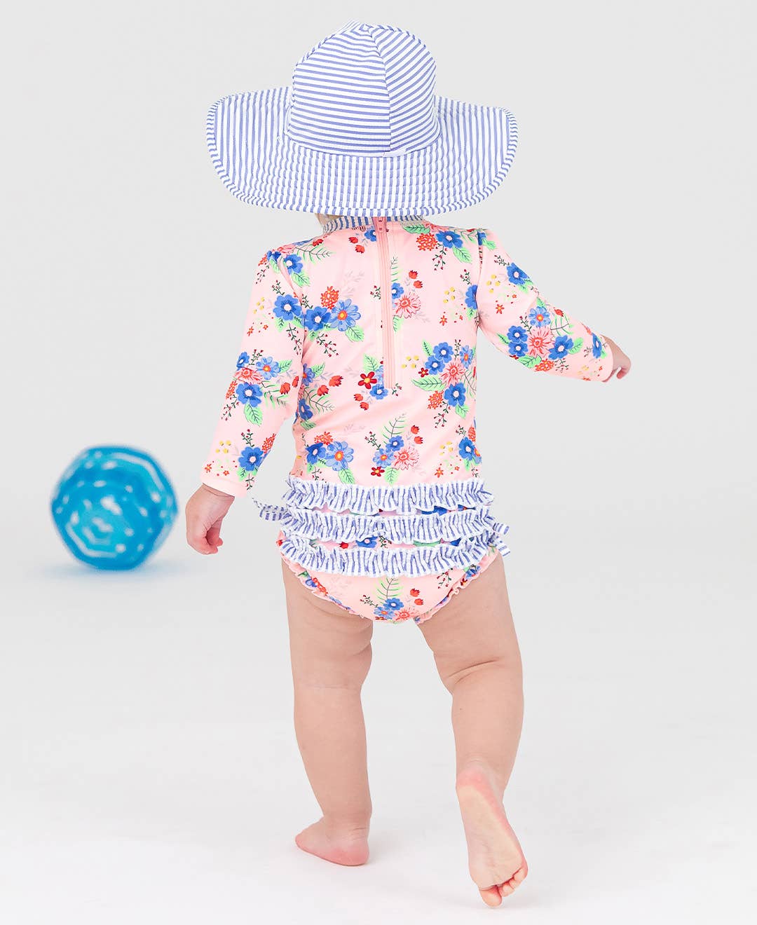 Girls Periwinkle Blue Seersucker Swim Hat