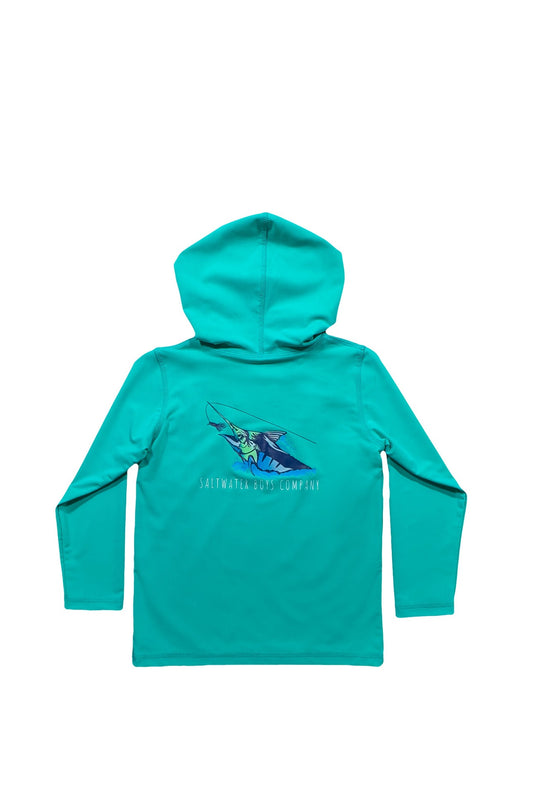 UPF50 Performance Hoodie- Teal Marlin