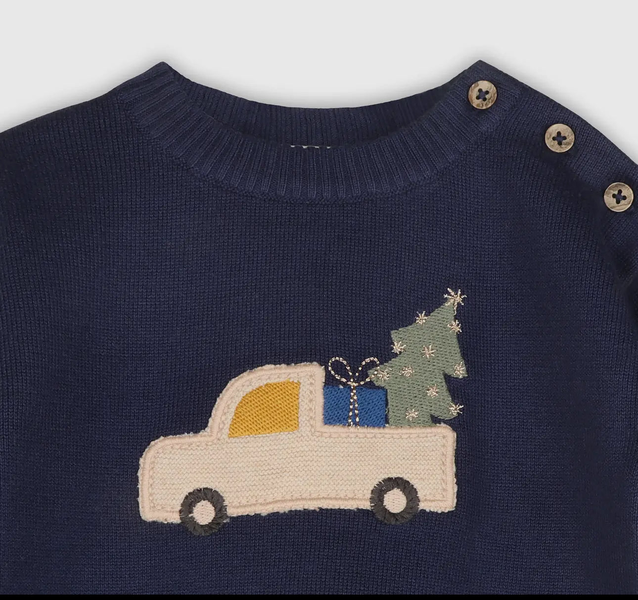 Organic Cotton Jolly Truck Appliqué Sweater Set