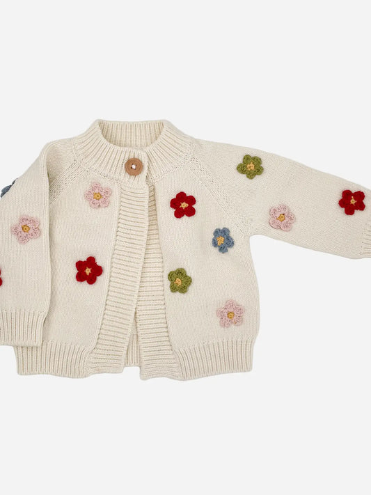 100% Cotton Flower Cardigan