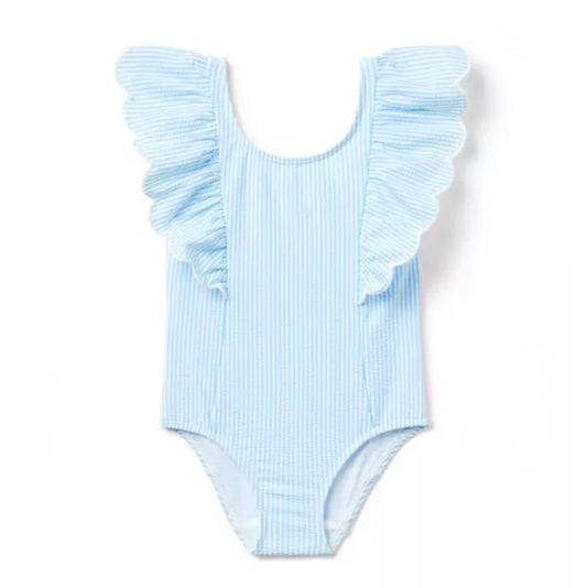 UPF50 Striped Seersucker Swimsuit