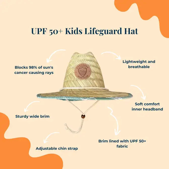 UPF50 Straw Lifeguard Hat- Banana Leaves