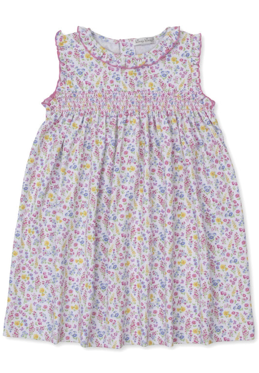 Pima Cotton Smocked Dress- Pastel Gardens