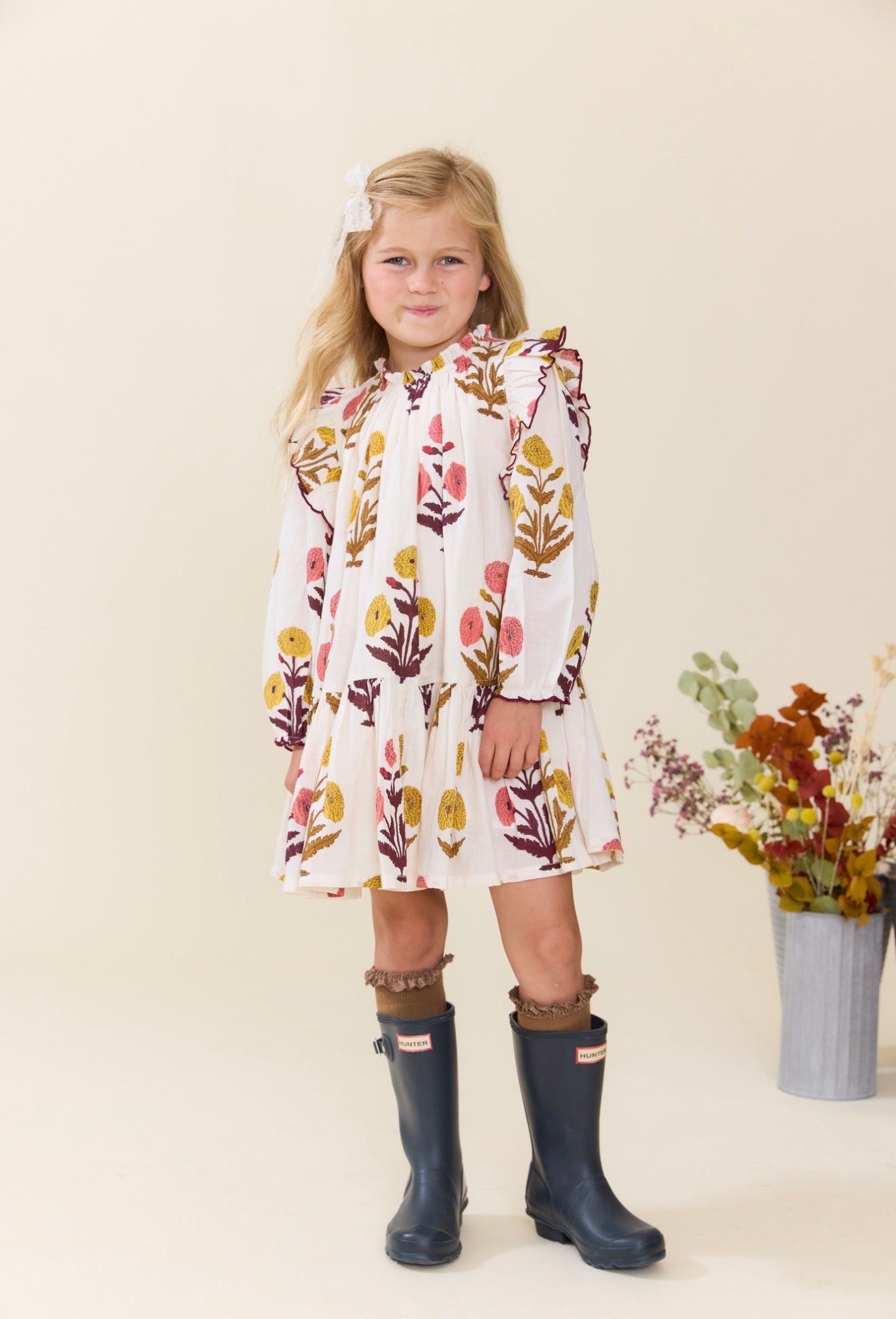 GIRLS HARPER DRESS - HARVEST DANDELION