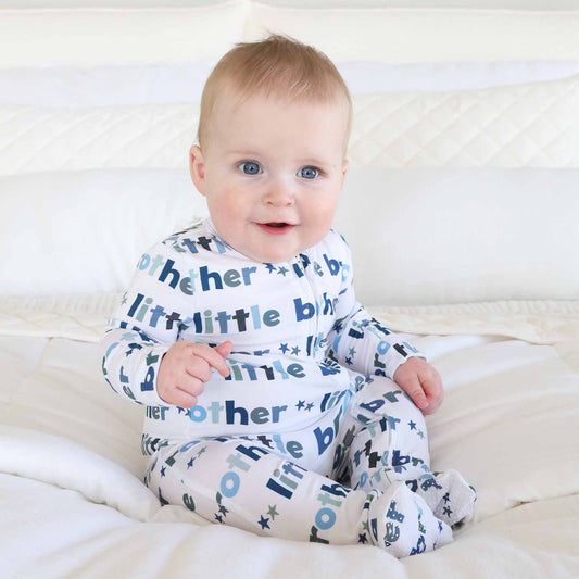 Bamboo Zipper Footie- Little Brother
