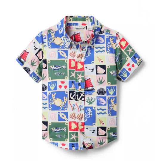 The Poplin Shirt- White Nautical