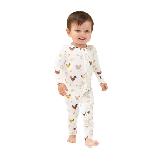 Bamboo Zippy Romper- Chickens
