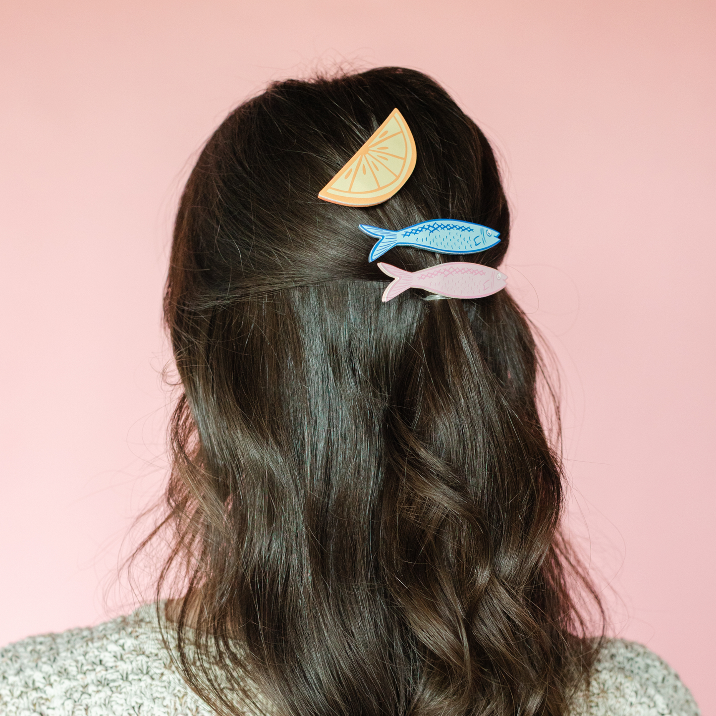 Sardine + Lemon Vegan Leather Hair Clip Set