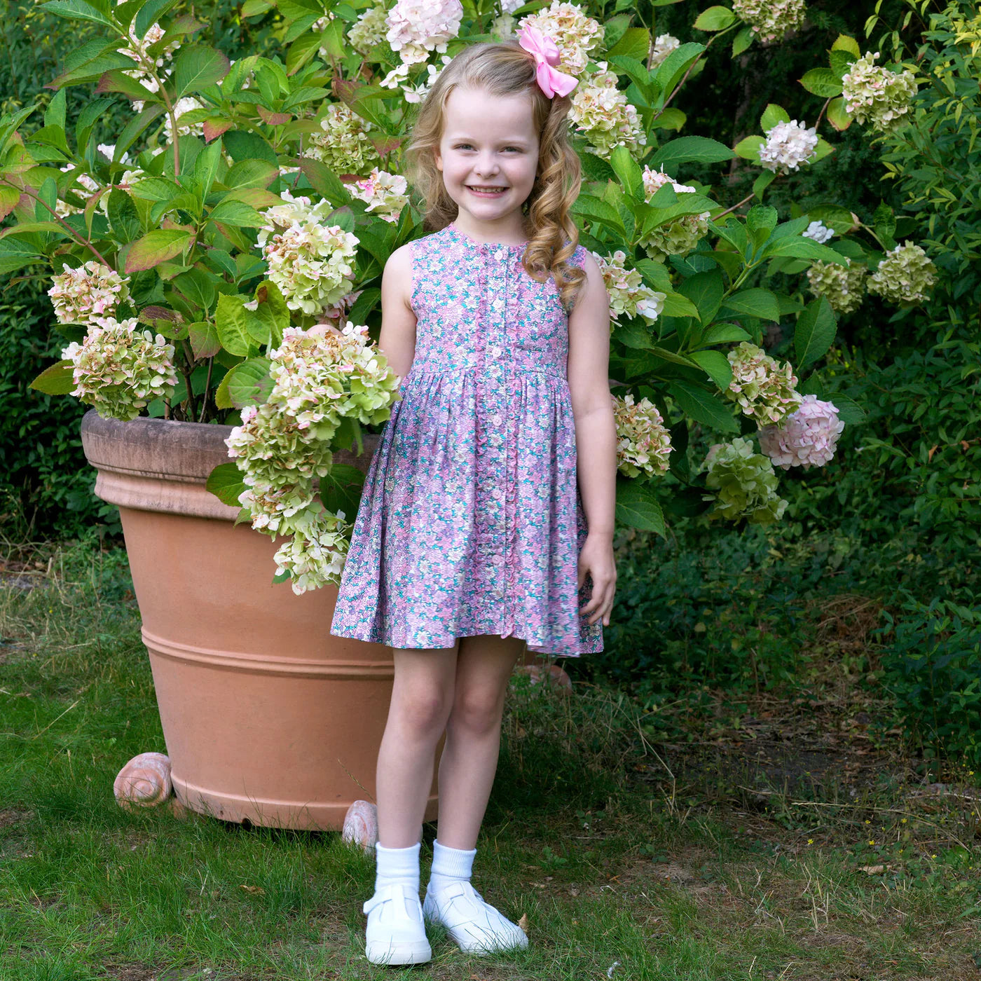 Scalloped Floral Button Front Dress