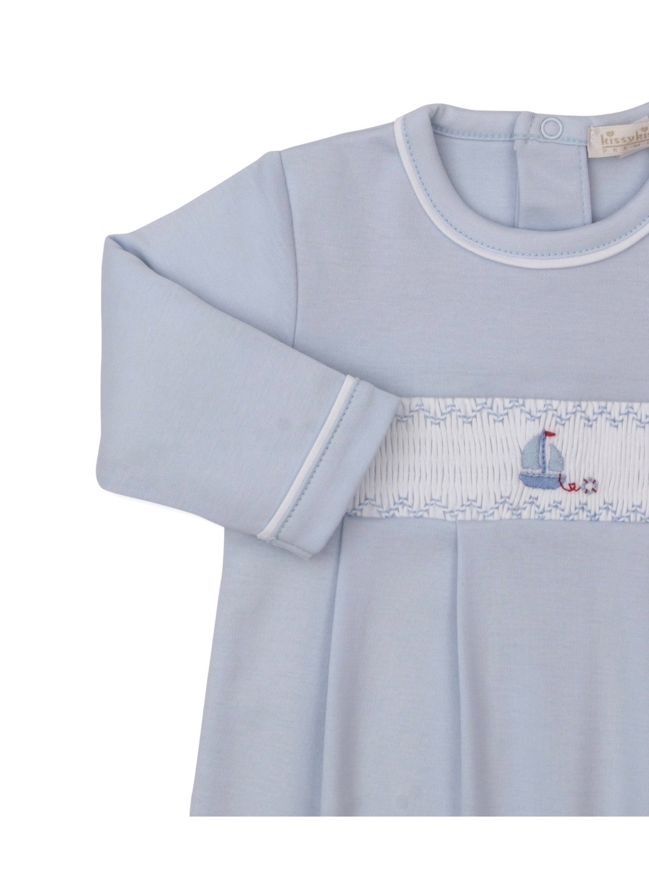Pima Cotton Hand Smocked Sack- Sailboat