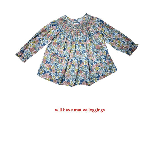 Dusty Rose Floral Smocked Legging Set