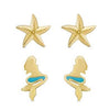 Mermaid And Starfish Stud Set - Sterling Silver