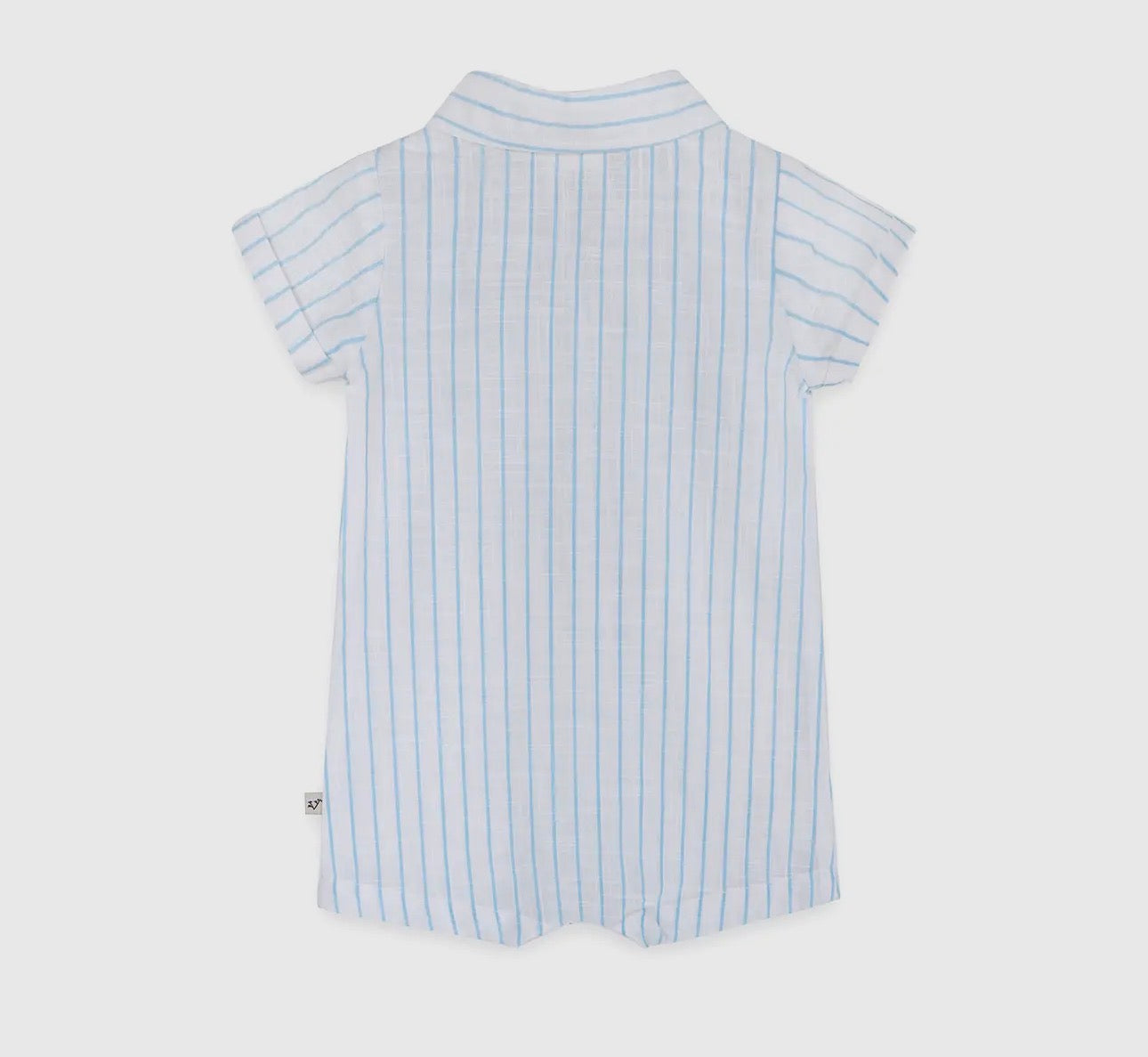 Organic Cotton Romper- Embroidered Seashell Stripe