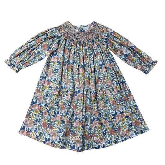 Dusty Rose Floral Smocked Dress