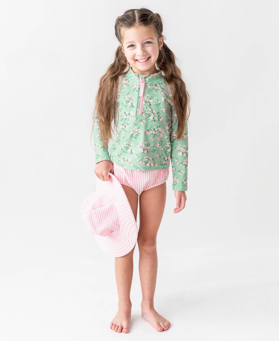 Girls Pink Seersucker Swim Hat