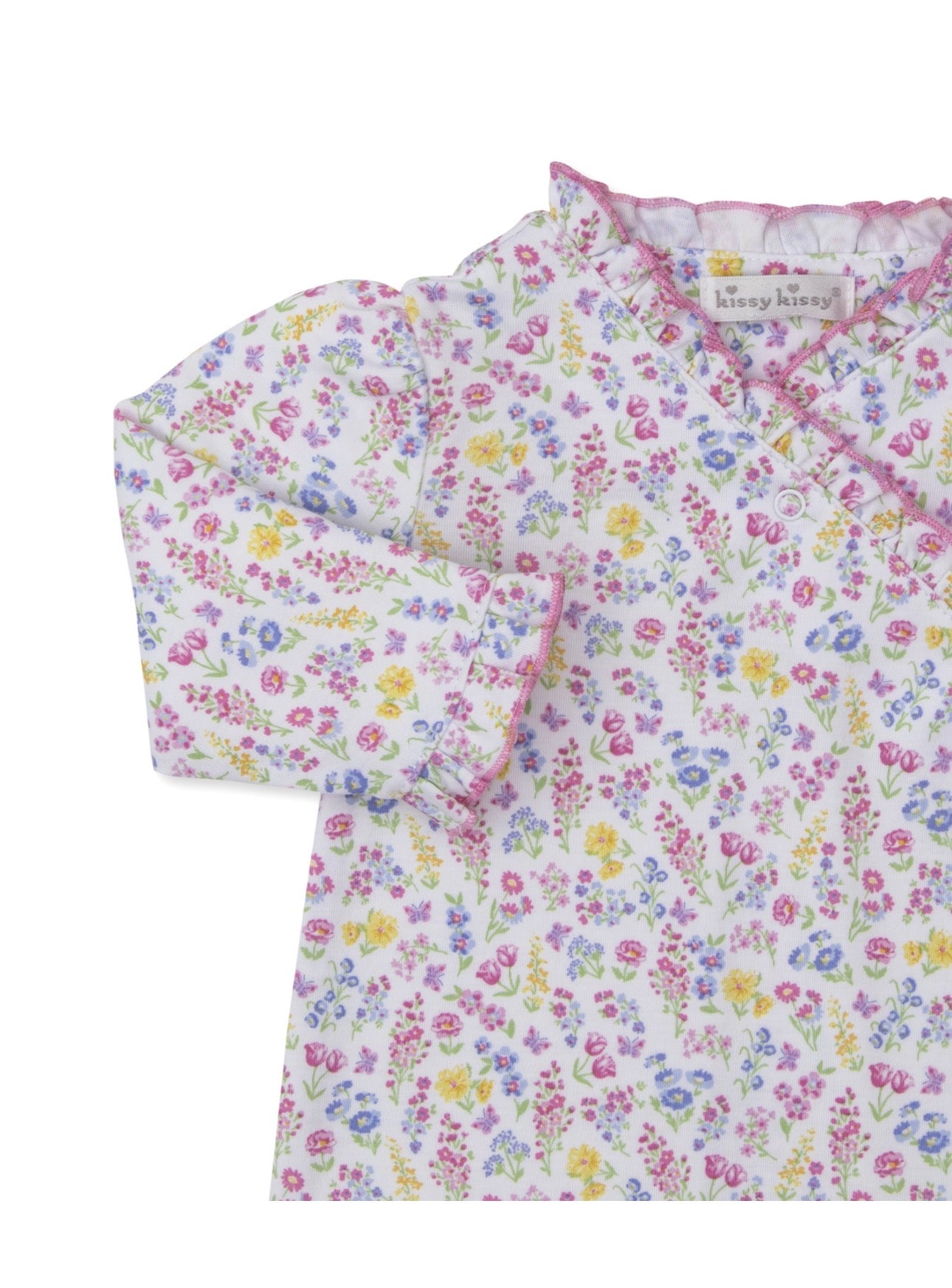 Pima Cotton Kimono Footie- Pastel Gardens