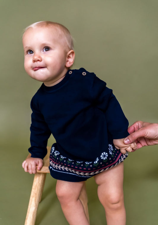 Organic Cotton Fair Isle Sweater Knit Dress