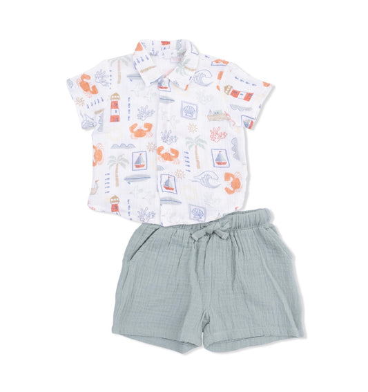 Organic Muslin Polo/Short Set- Club Med