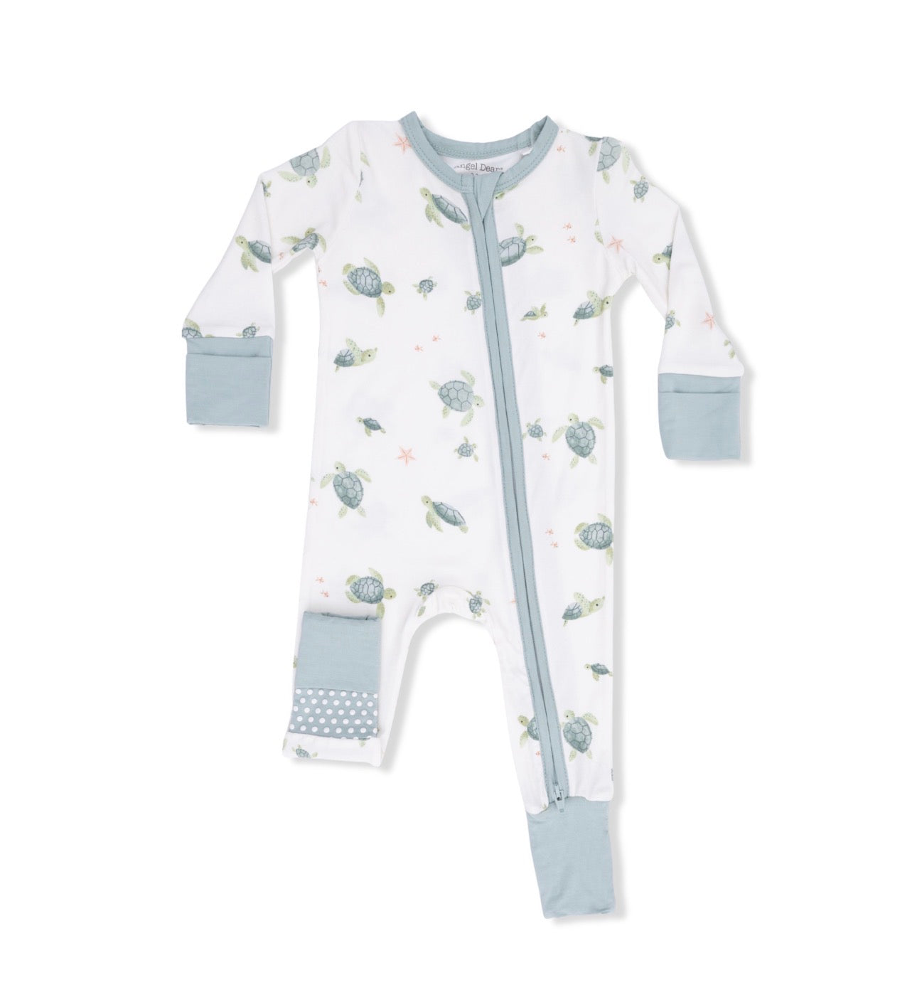 2-Way Zip Bamboo Romper- Sea Turtle