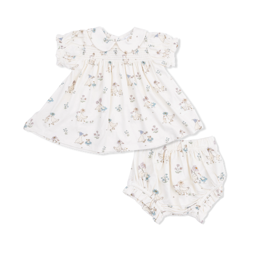 Smocked Dress Set- Flower Duckling