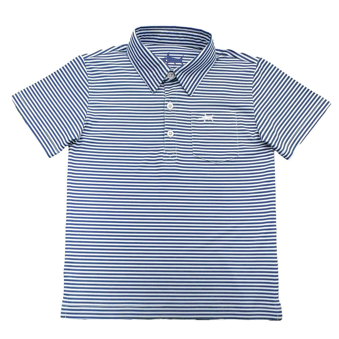 Inshore Performance Polo Navy Stripe