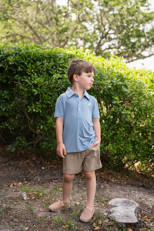 Banks Performance Polo Blue- White Stripe