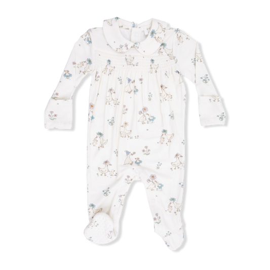 Smocked Peter Pan Footie- Duckling