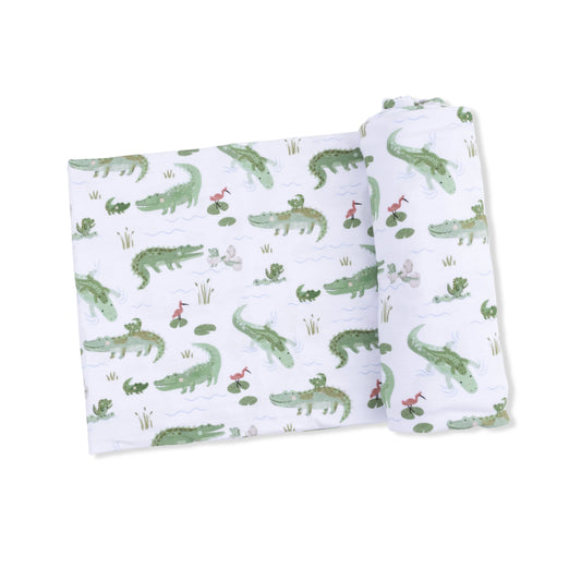 Bamboo Swaddle Blanket- Crayon Alligator