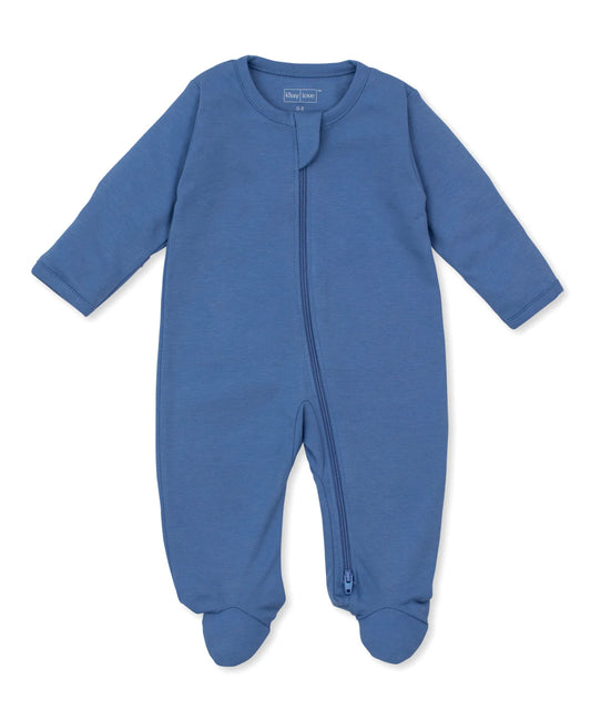 Pima Cotton Zipper Footie Blue