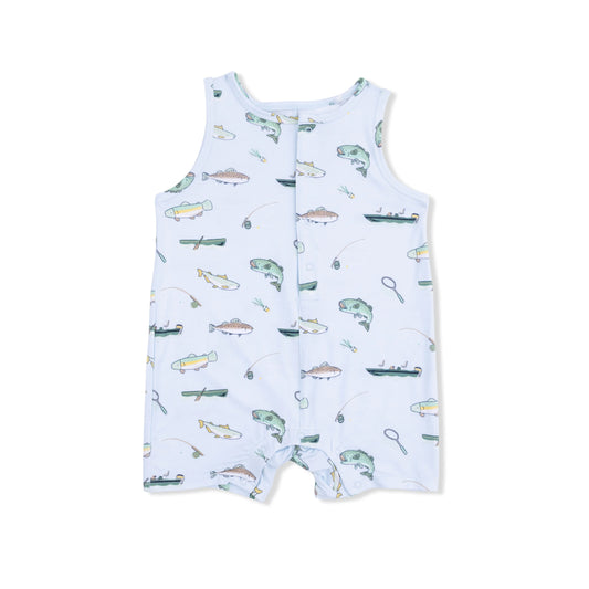 Bamboo Sleeveless Romper- Fishing