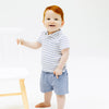 Bamboo Polo Shirt and Muslin Short Dusty Blue