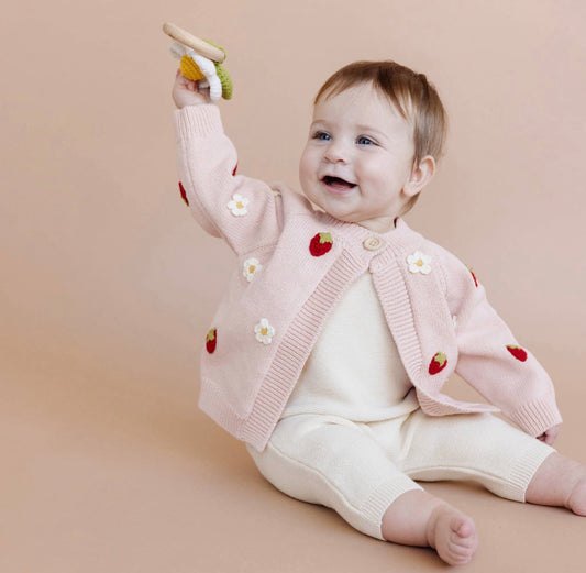 Cotton Strawberry Flower Cardigan