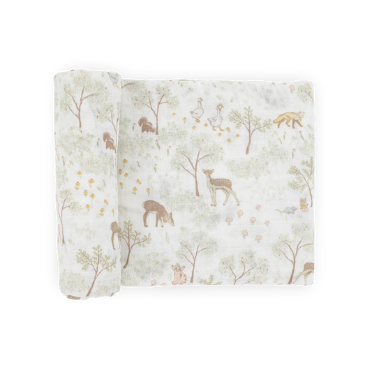 Cotton Muslin Swaddle - Woodland Friends
