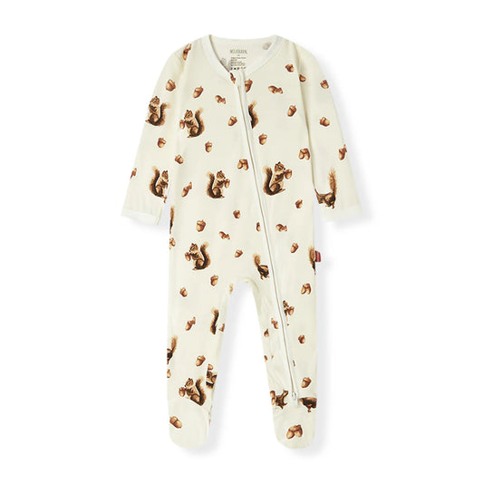 Chipmunk Luxe Stretch Zipper Footed Romper
