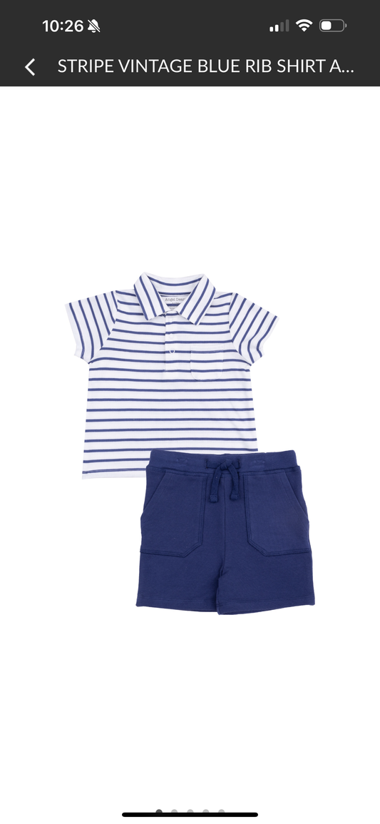 Bamboo Ribbed Navy Striped Set